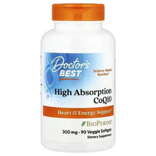 Doctor's Best CoQ10 supplement bottle with orange cap, 90 veggie softgels label