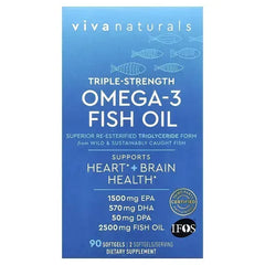 Viva Naturals Omega-3 Fish Oil – Triple Strength 2,500 mg, 90 Softgels - Mumzar