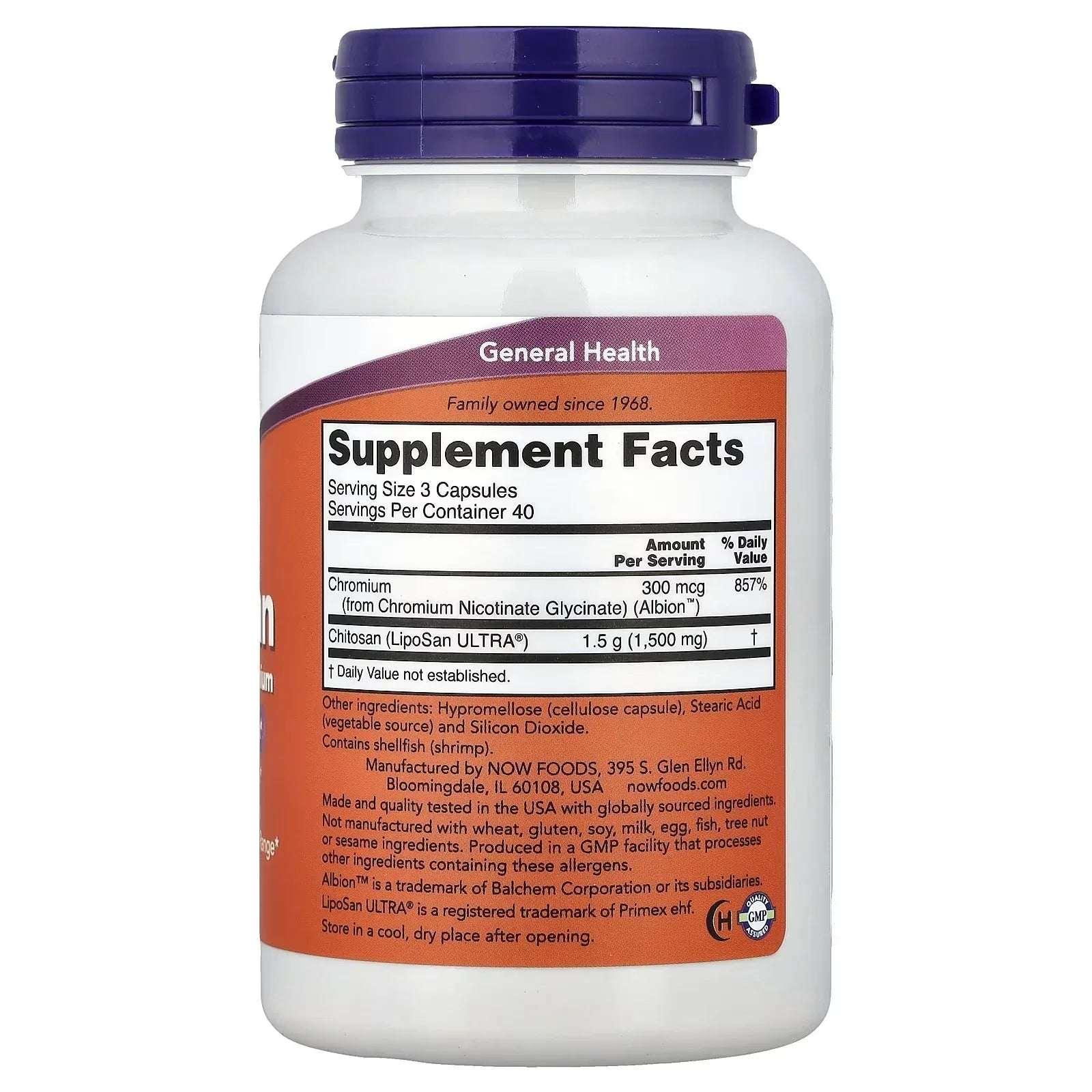 NOW Foods, Chitosan plus Chromium, 120 Capsules - Mumzar