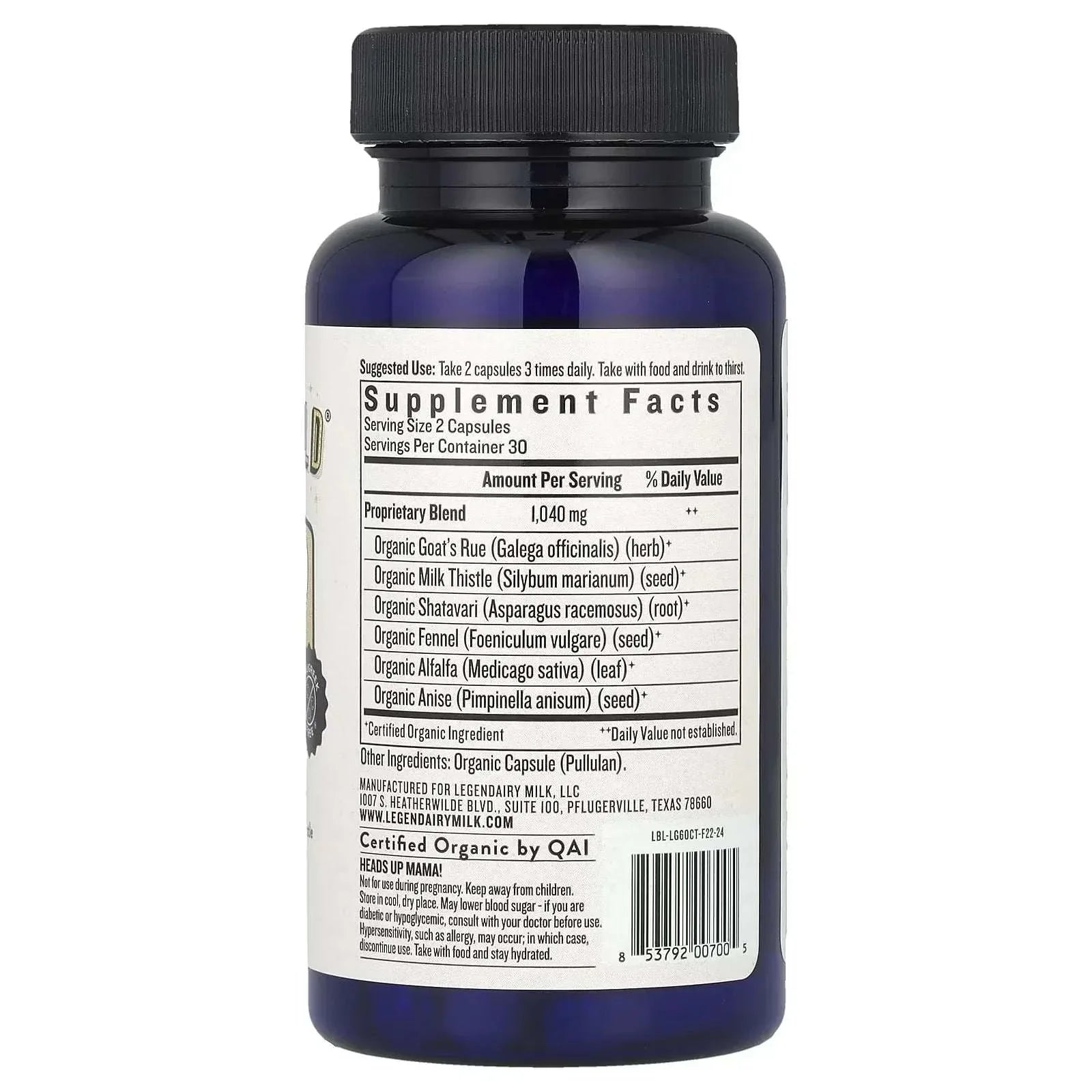 Legendairy Milk, Liquid Gold®, 60 Vegan Capsules - Mumzar