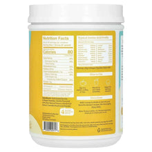 Vanilla collagen peptide powder jar with nutrition facts panel
