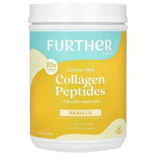 Vanilla collagen peptide powder jar with front label text