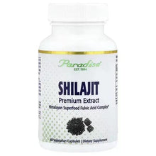 Shilajit premium extract supplement bottle, front label with black seed illustration