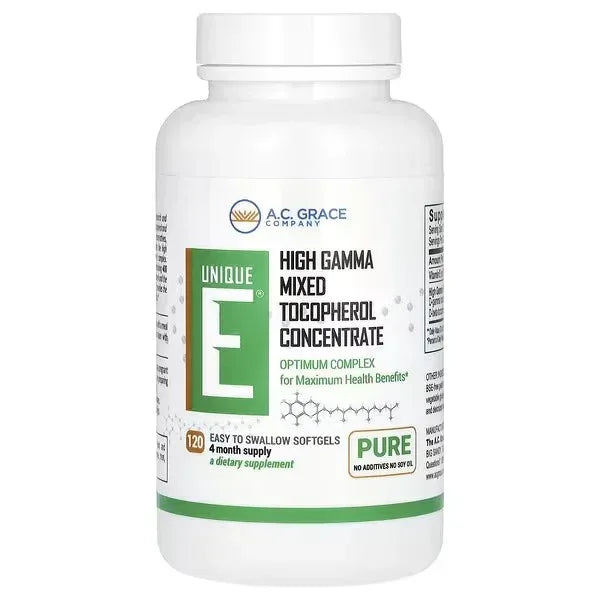 A.C. Grace Company Unique E® High Gamma Mixed Tocopherols – 120 Softgels - Mumzar