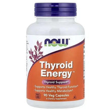 Thyroid Energy supplement bottle, purple cap, orange label, 90 veg capsules