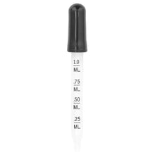 Graduated dropper with dark liquid and 0.25–1.0 mL measurement markings
