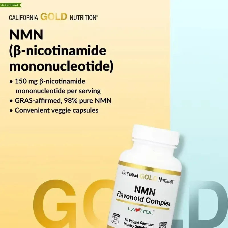 California Gold Nutrition, NMN Flavonoid Complex with Apigenin and Dihydroquercetin, 60 Veggie Capsules - Mumzar