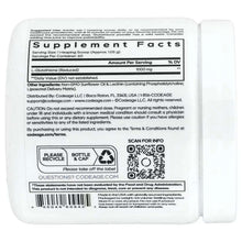 Codeage liposomal glutathione powder container back label with Supplement Facts