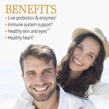 Vitamin Code RAW Vitamin C supplement benefits graphic with probiotic and skin bullets