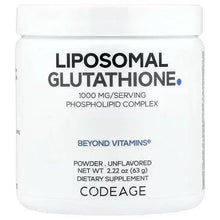 Codeage liposomal glutathione powder container with front label, unflavoured