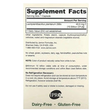 Supplement Facts panel for vegan bowel support probiotic capsules, dairy-free, gluten-free