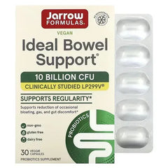 Jarrow Formulas, Vegan Ideal Bowel Support, 10 Billion CFU, 30 Veg Capsules - Mumzar