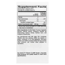 Supplement Facts label for liquid vitamin C, serving size 1 tsp (5 mL)
