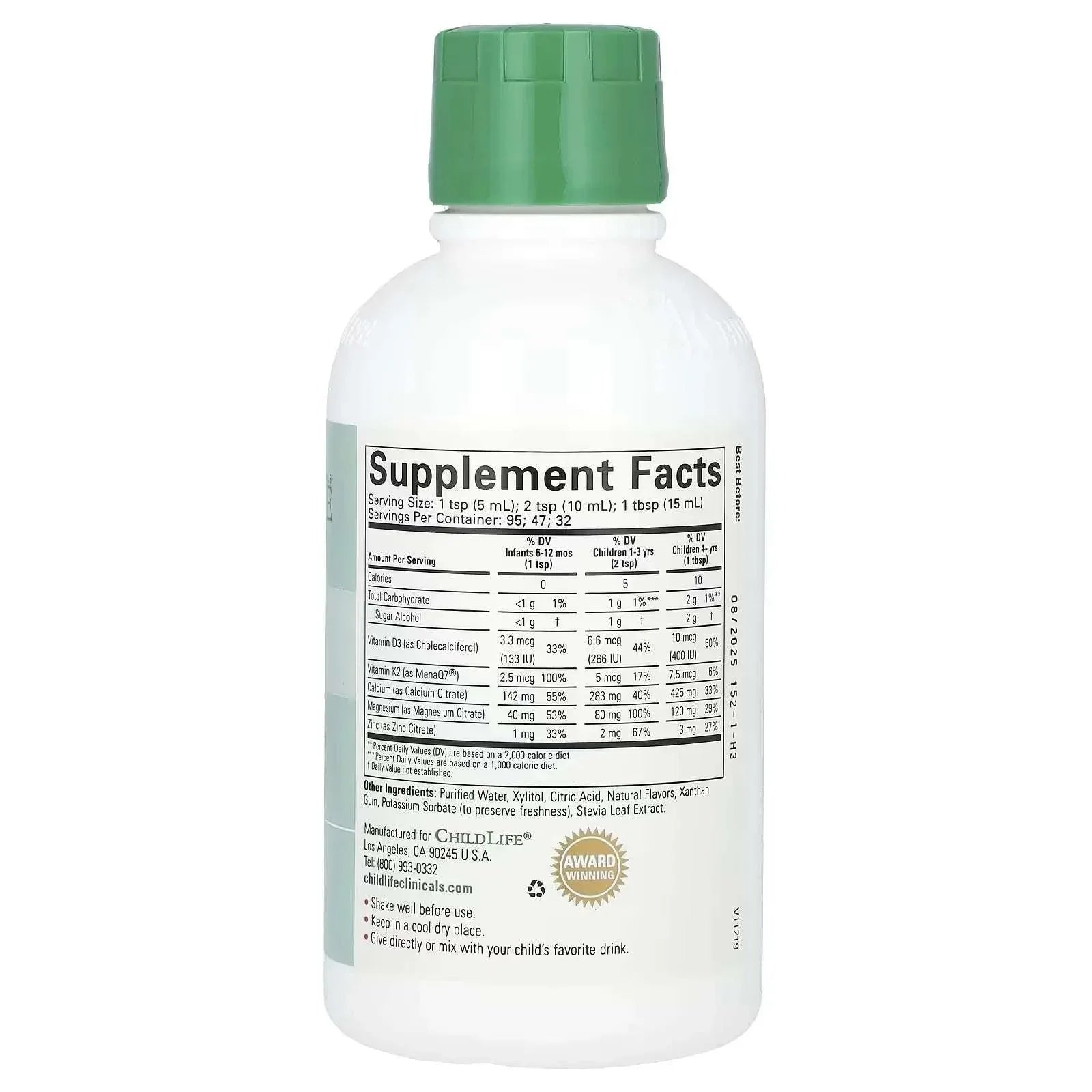 ChildLife Clinicals Liquid Calcium & Magnesium with Vitamin D3 & K2 – Natural Orange, 16 fl oz - Mumzar