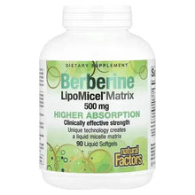 Berberine LipoMicel Matrix dietary supplement bottle, 90 liquid softgels, 500 mg