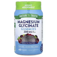 Nature's Truth, Magnesium Glycinate Gummies, Delicious Sour Grape, 60 Gummies - Mumzar