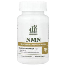 NMN 400 mg vegan dietary supplement bottle with label and 60 capsules, Dr. Murray's