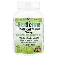 Berberine LipoMicel Matrix dietary supplement bottle, 60 liquid softgels label