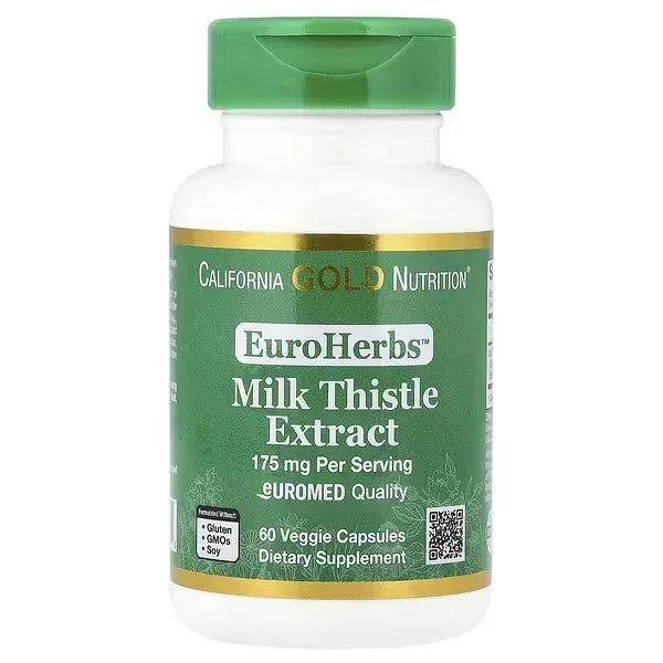 California Gold Nutrition EuroHerbs Milk Thistle Extract – 175 mg, 60 Veggie Capsules - Mumzar