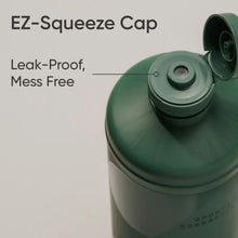Organic MCT oil bottle with EZ-Squeeze cap, leak-proof design shown