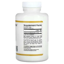 CoQ10 veggie softgels bottle, supplement facts label on back