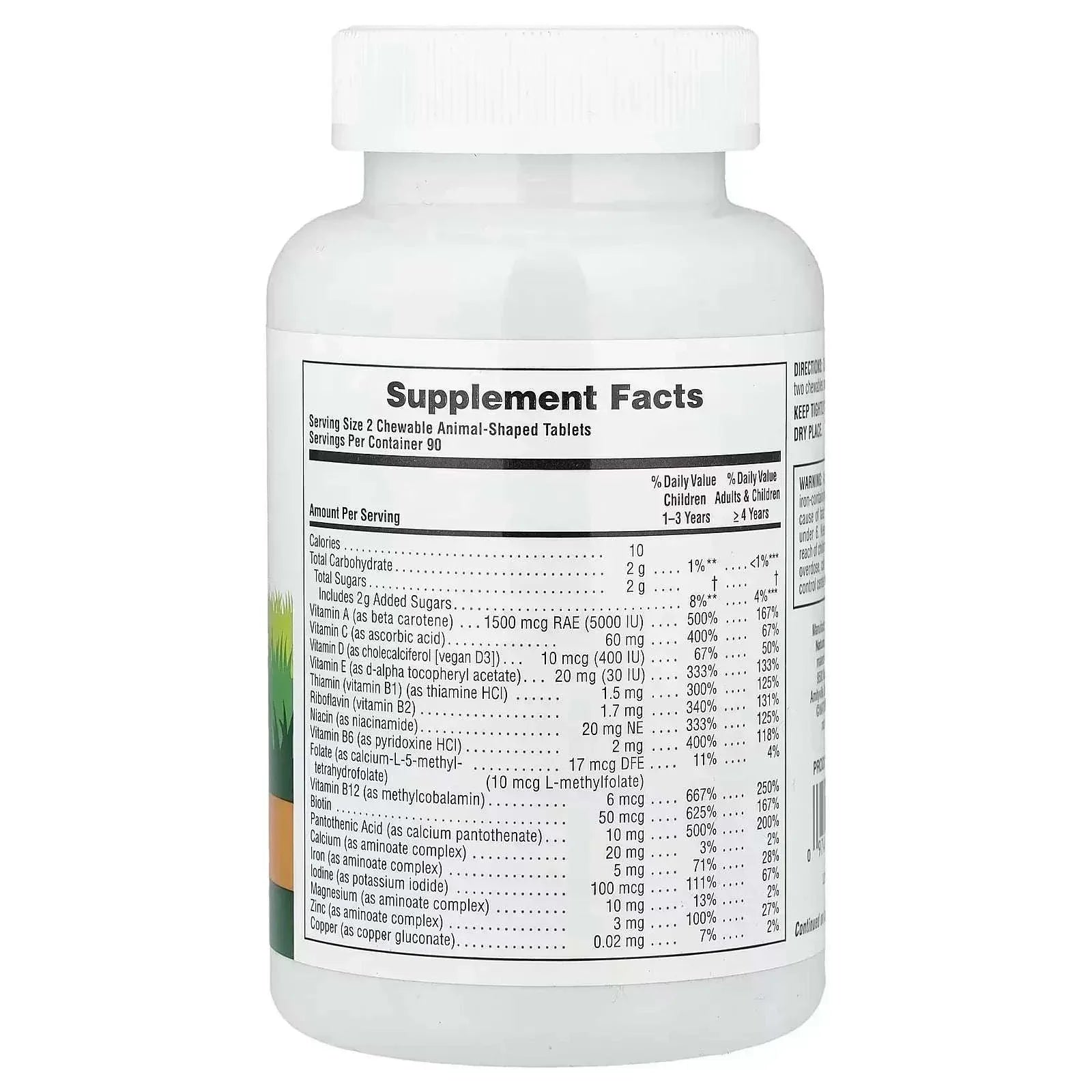 NaturesPlus, Animal Parade®, Multivitamin Children's Chewable Supplement, Orange, 180 Animal-Shaped Tablets - Mumzar