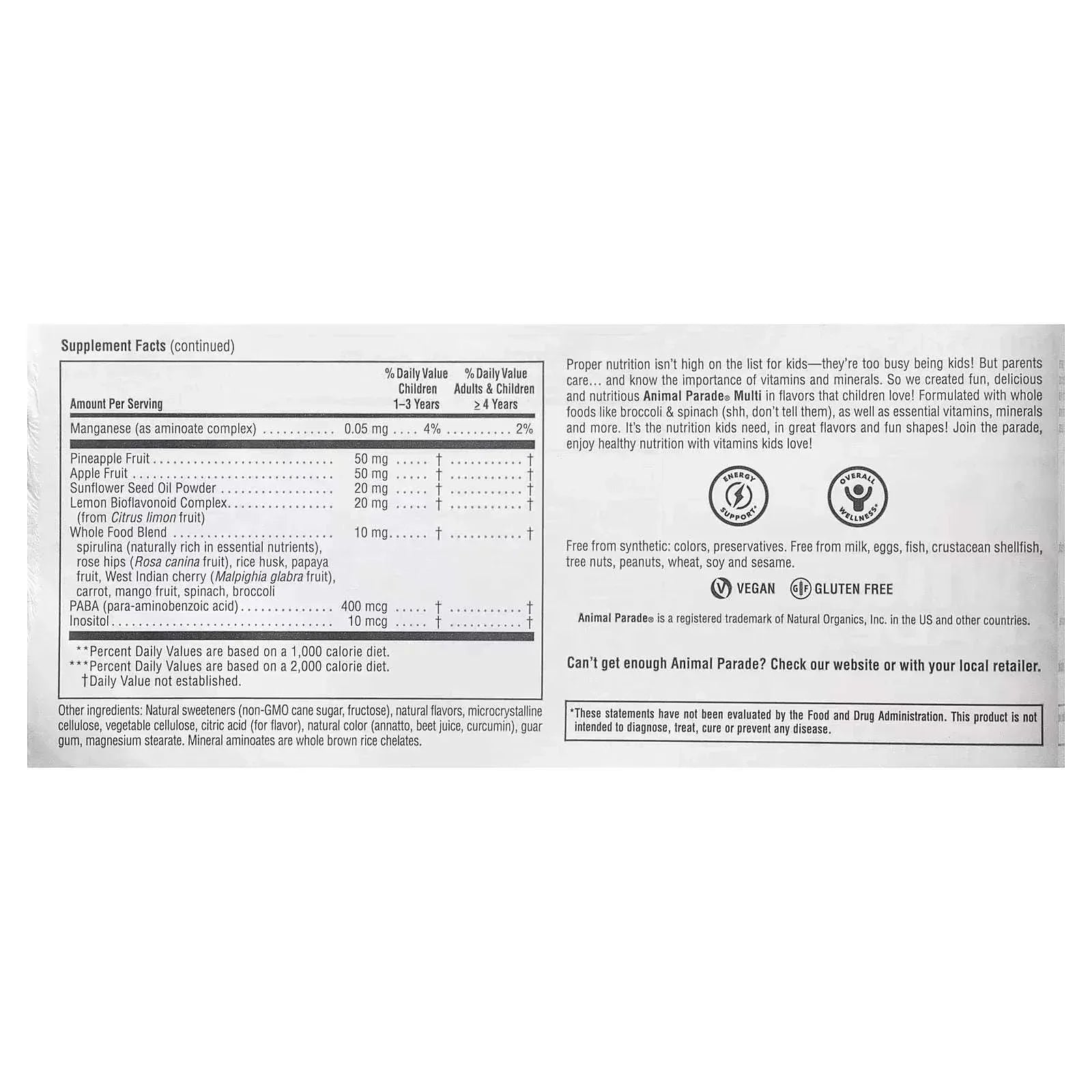 NaturesPlus, Animal Parade®, Multivitamin Children's Chewable Supplement, Orange, 180 Animal-Shaped Tablets - Mumzar