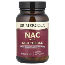 Dr. Mercola NAC with Milk Thistle supplement bottle, 60 capsules