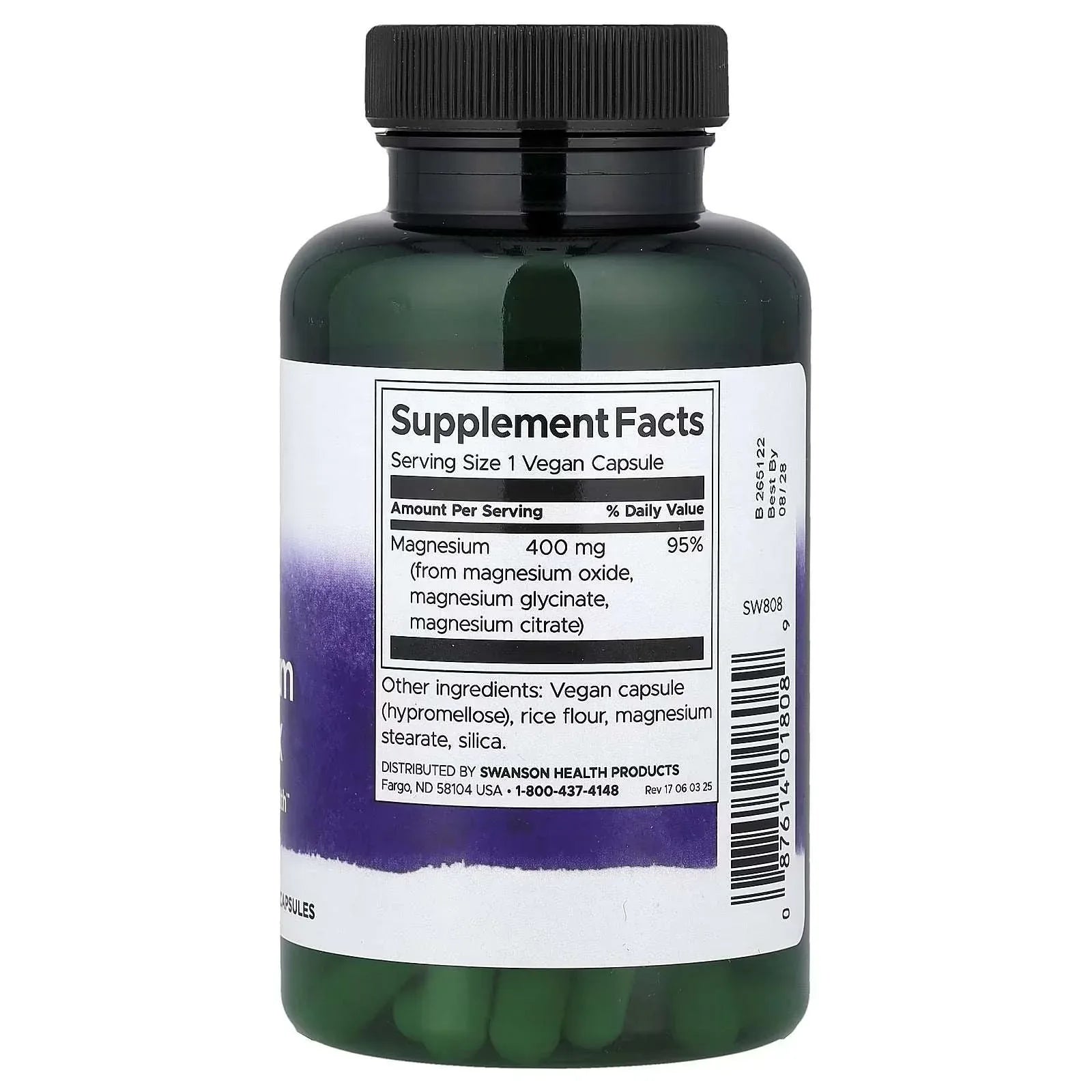 Swanson, Triple Magnesium Complex, 400 mg, 100 Vegan Capsules - Mumzar