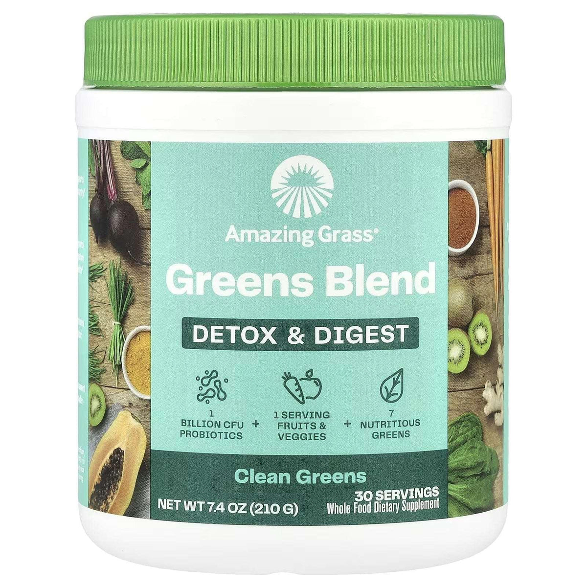 Amazing Grass, Greens Blend, Detox & Digest, Clean Greens, 7.4 oz (210 g) - Mumzar