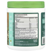 Amazing Grass Greens Blend supplement jar, green lid, back Supplement Facts label