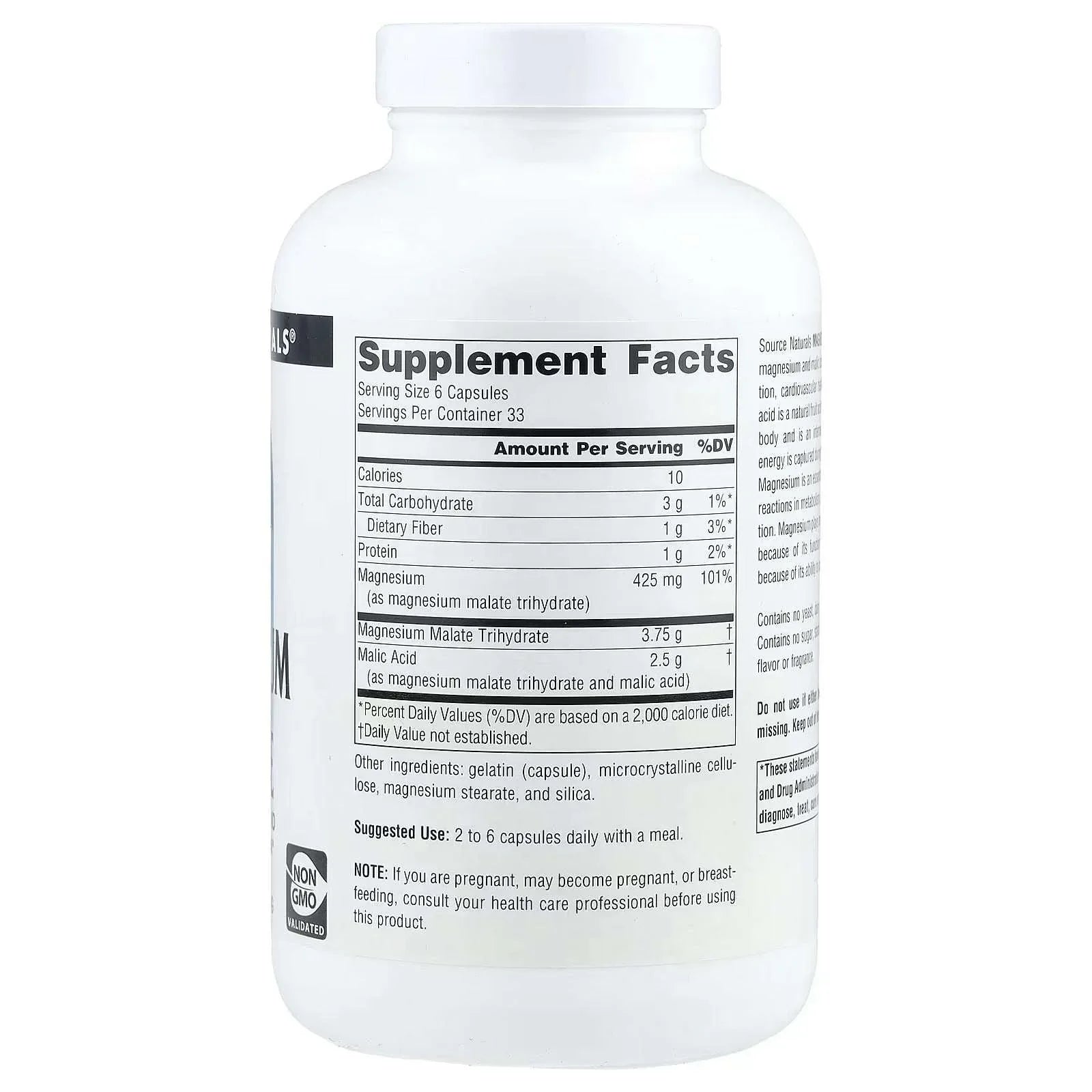 Source Naturals, Magnesium Malate, 200 Capsules - Mumzar