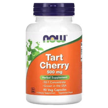 NOW Tart Cherry 500 mg herbal supplement bottle, 90 veggie capsules