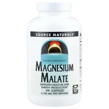 Source Naturals Magnesium Malate 200 capsules bottle with front supplement label