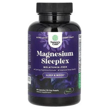 Magnesium Sleeplex melatonin-free supplement bottle with black cap, 90 capsules