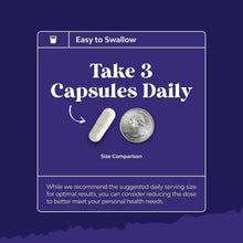 Magnesium Sleeplex take 3 capsules daily size comparison with white capsule