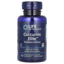 Life Extension Curcumin Elite turmeric extract supplement bottle, 60 vegetarian capsules