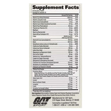 Supplement Facts panel for GAT Sport men's multivitamin with testosterone support