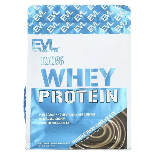 EVLution Nutrition, 100% Whey Protein, Double Rich Chocolate, 1 lb (454 g) - Mumzar