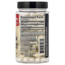 Muscle peptide supplement bottle back label with Supplement Facts and ingredients