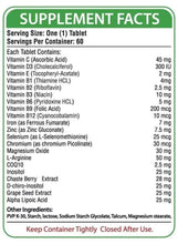 NUCEPTION supplement facts label with ingredient list and tablet dosage