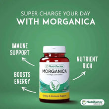 MORGANICA moringa leaf extract supplement bottle labeled energy support, 60 capsules