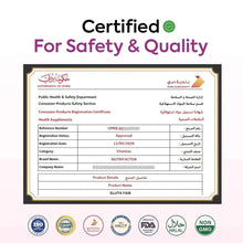 Gluta Fair safety and quality certificates document with approval seals