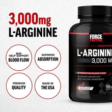L-arginine supplement bottle showing 3,000 mg label and benefit icons