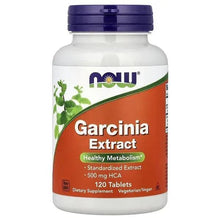 Garcinia Extract supplement bottle, purple cap, 120 tablets label
