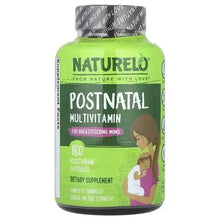 NATURELO postnatal multivitamin bottle, green label with 180 vegetarian capsules