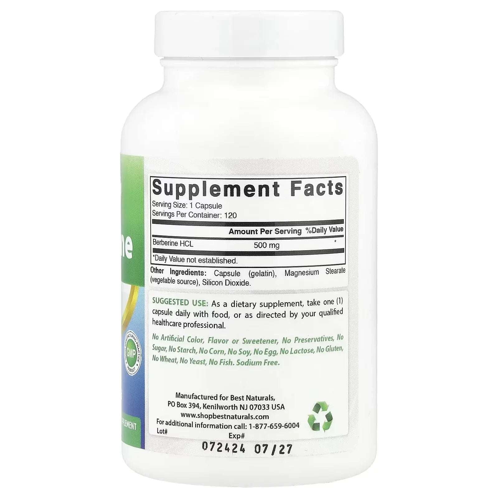 Best Naturals, Berberine, 500 mg, 120 Capsules - Mumzar