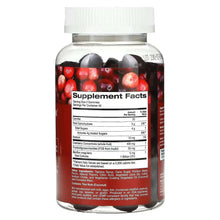 Cranberry & probiotic gummies bottle, Supplement Facts label on back