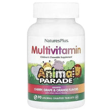 Children's chewable multivitamin bottle, Animal Parade label with cherry, grape & orange