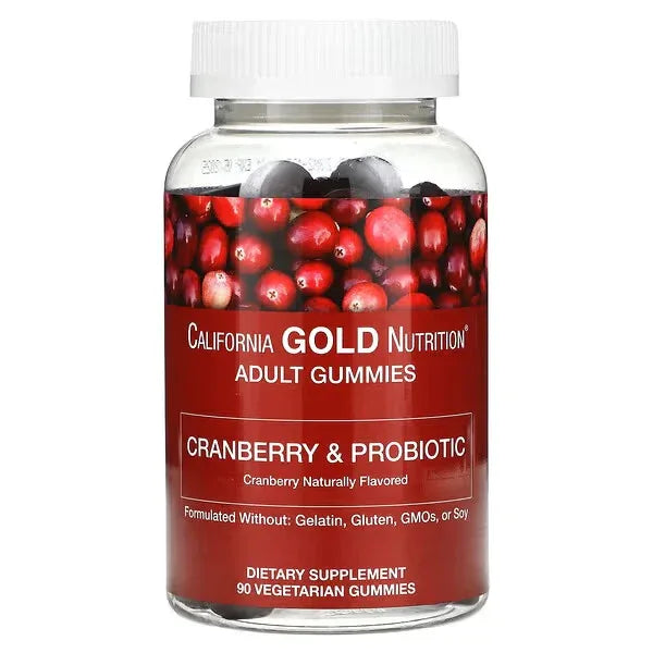 California Gold Nutrition Cranberry & Probiotic Gummies – Natural Cranberry, 90 Vegetarian Gummies - Mumzar